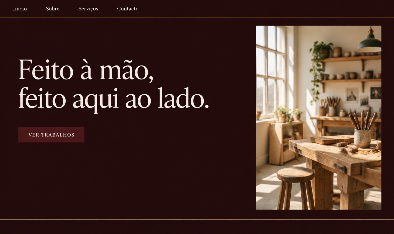 Página inicial de um site publicado